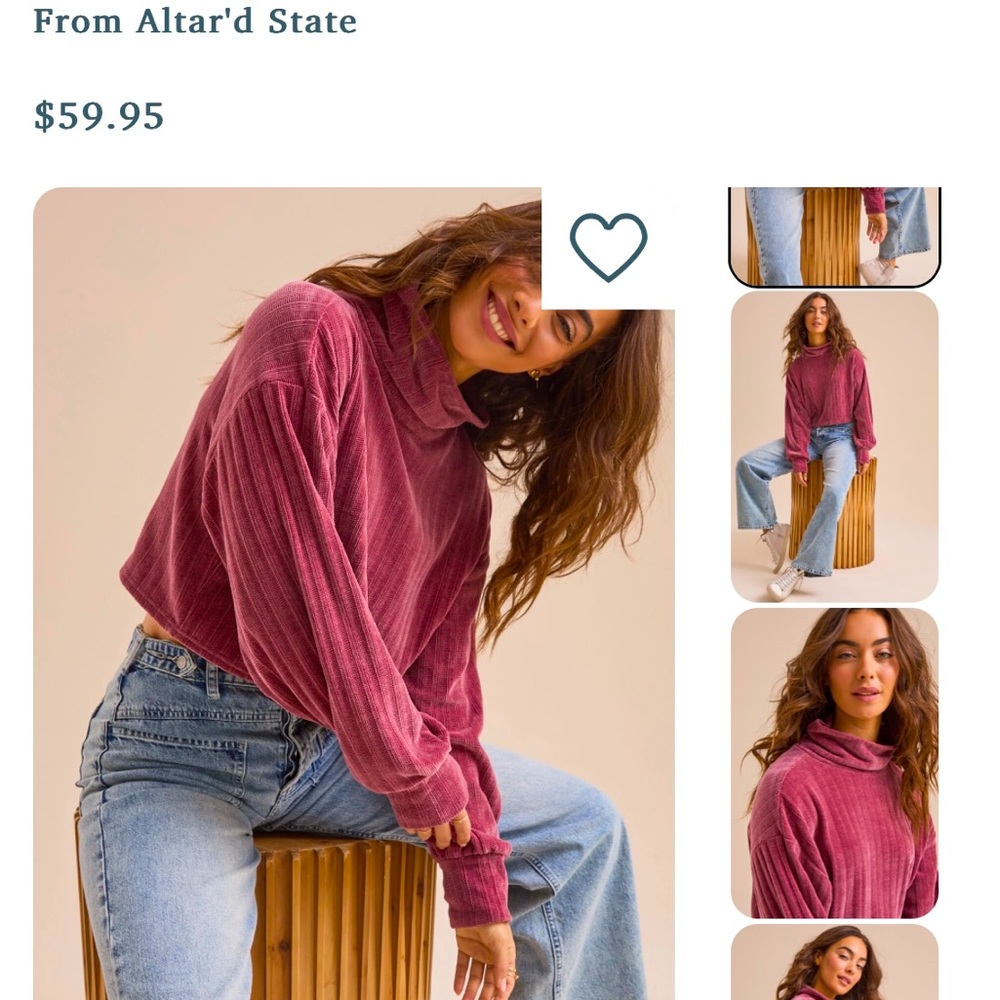 Super soft, oversized ribbed turtleneck from Altar’d State.